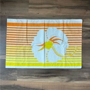 Vintage Wamsutta Ultracale Orange & Yellow Striped Hibiscus Flower Pillowcase OS